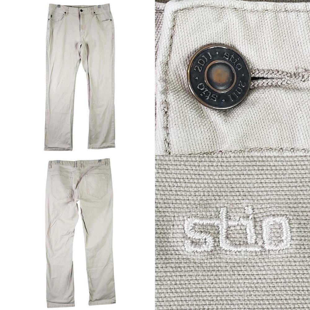Stio Rivet Canvas Pant Men’s Size 36R Tan Khaki Straight Leg 5-Pocket Cotton